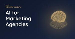 Cover graphic for a guide on AI for marketing agencies.